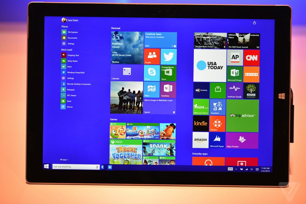 Мобильная версия Windows 10. Фото:theverge.com