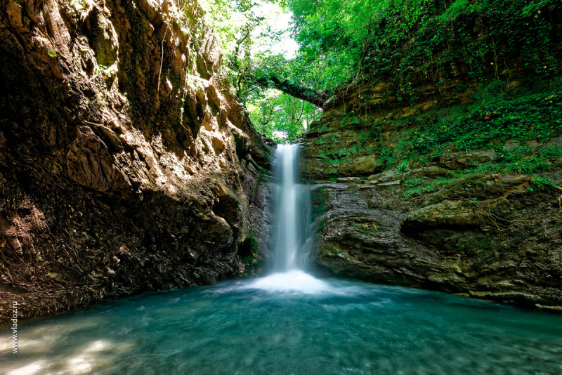 Ivanovsky waterfall on Psaho river in Sochi, Russia.