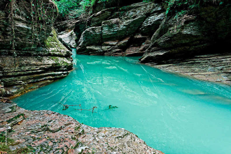 Canyon river in caucasus mountains. Sochi, Russia.