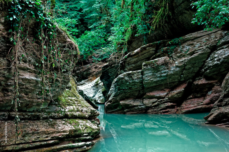 Canyon river in caucasus mountains. Sochi, Russia.
