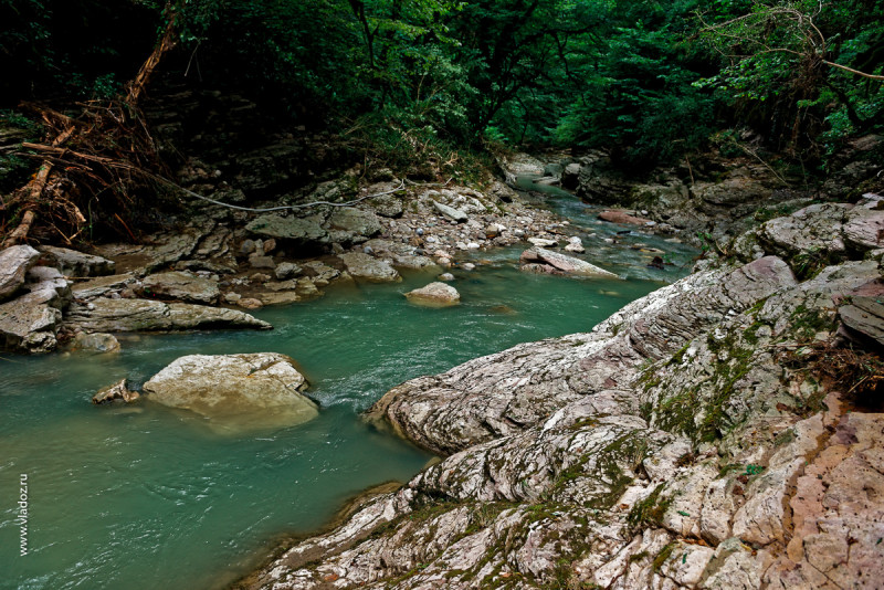 Canyon river in caucasus mountains. Sochi, Russia.