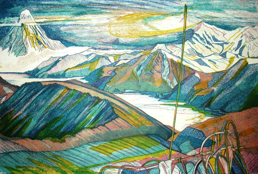 В Горах Камчатки, 1982 год,    Автолитография цветная, 36х53, (3)