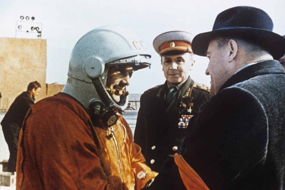 Летчик-космонавт Юрий Гагарин и Сергей Павлович Королев на космодроме Байконур 12 апреля 1961 года перед стартом. Фото: © РИА Новости