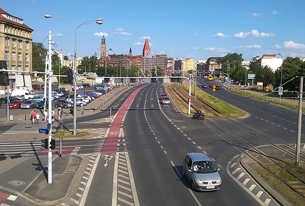 Велодорожки в центре Вроцлава