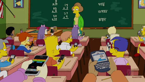  the simpsons cartoon school iphone technology GIF