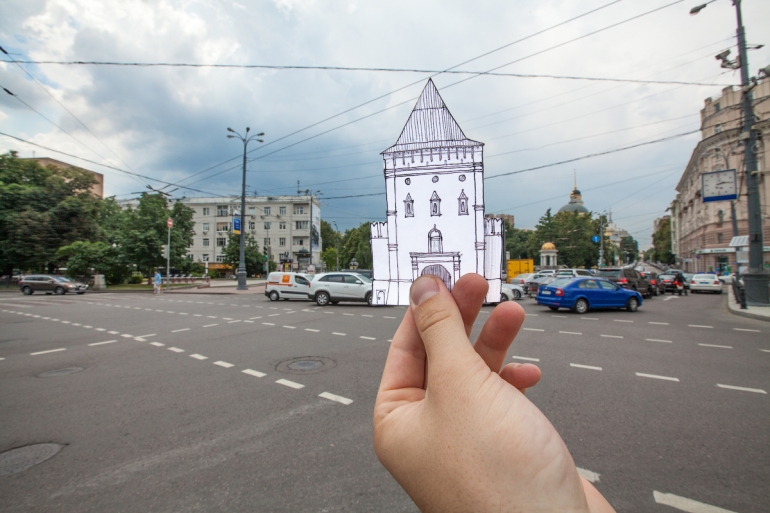 Москва. Никитские ворота Белого города в контексте современной площади Никитских ворот<br>Фото: Павел Пелевин / Strana.ru. Strana.Ru