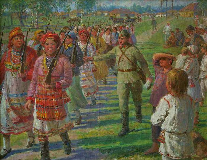 Федот Сычков. Девушки Мордовской Асср изучают военное дело , 1942
