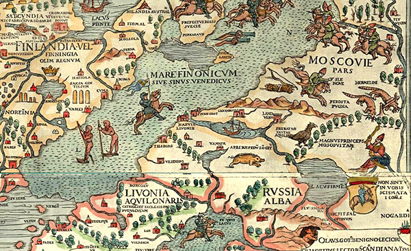 Белая Русь (Russia Alba) на карте «Carta Marina», составленной в 1539 году. Источник: wikimedia.org